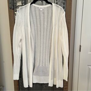 Westport by Dressbarn Open Knit White Cardigan